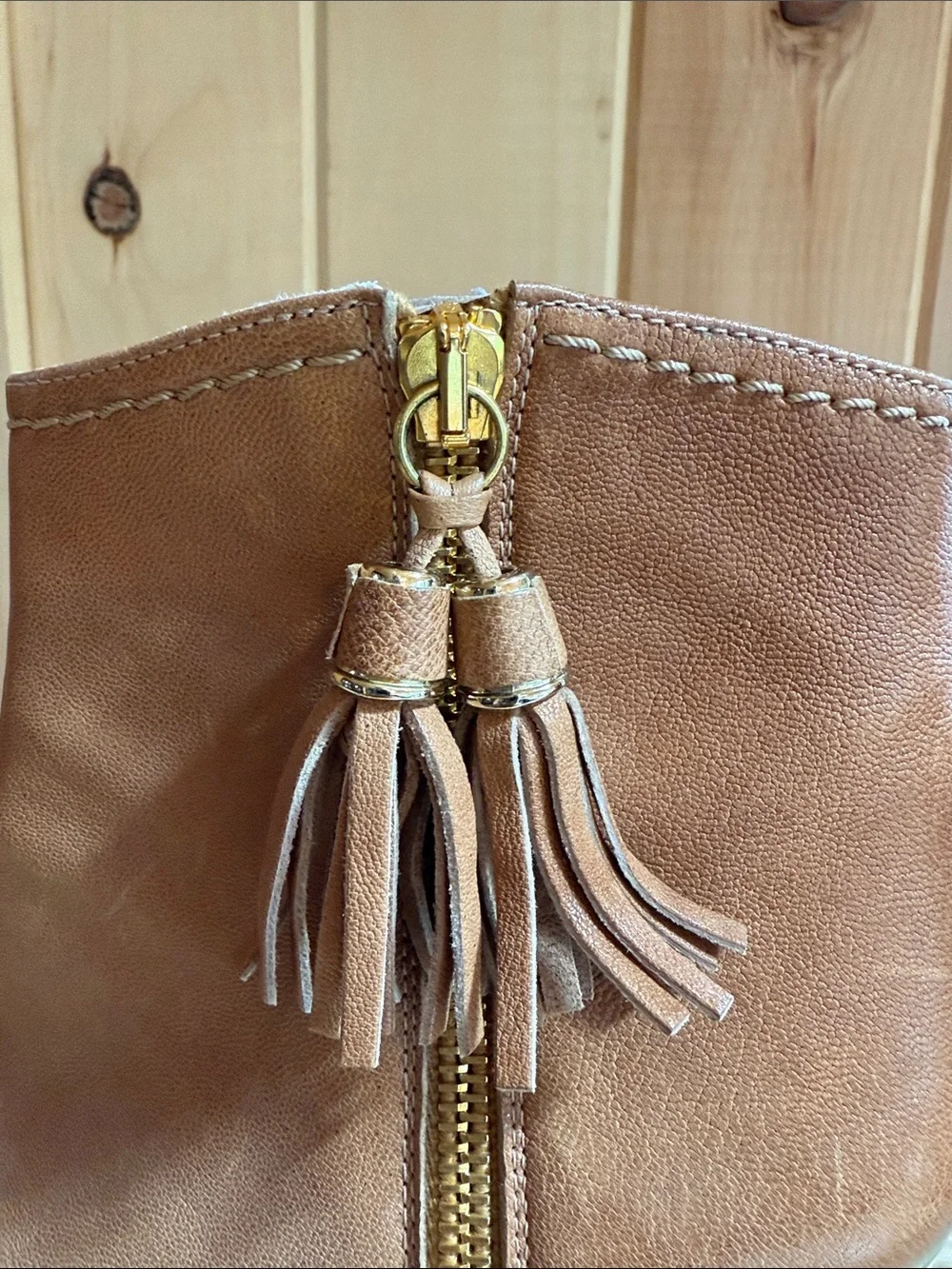 Stuart Weitzman Tan Leather Tassel Ankle Booties